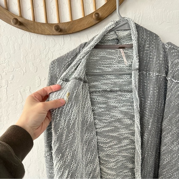 Free People In The Loop Open Front Textured Zip Sleeve Cardigan Medium - Picture 5 of 10
